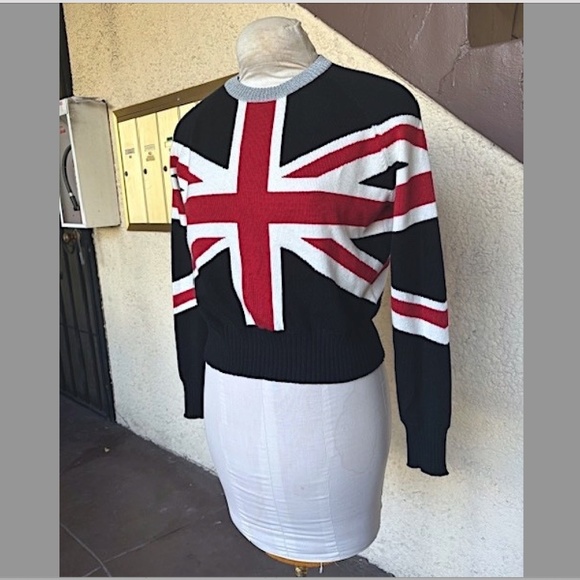 $244 MINNIE ROSE Union Jack Cotton/Cashmere Blend Sweater NWOt/sz XS - Picture 7 of 12